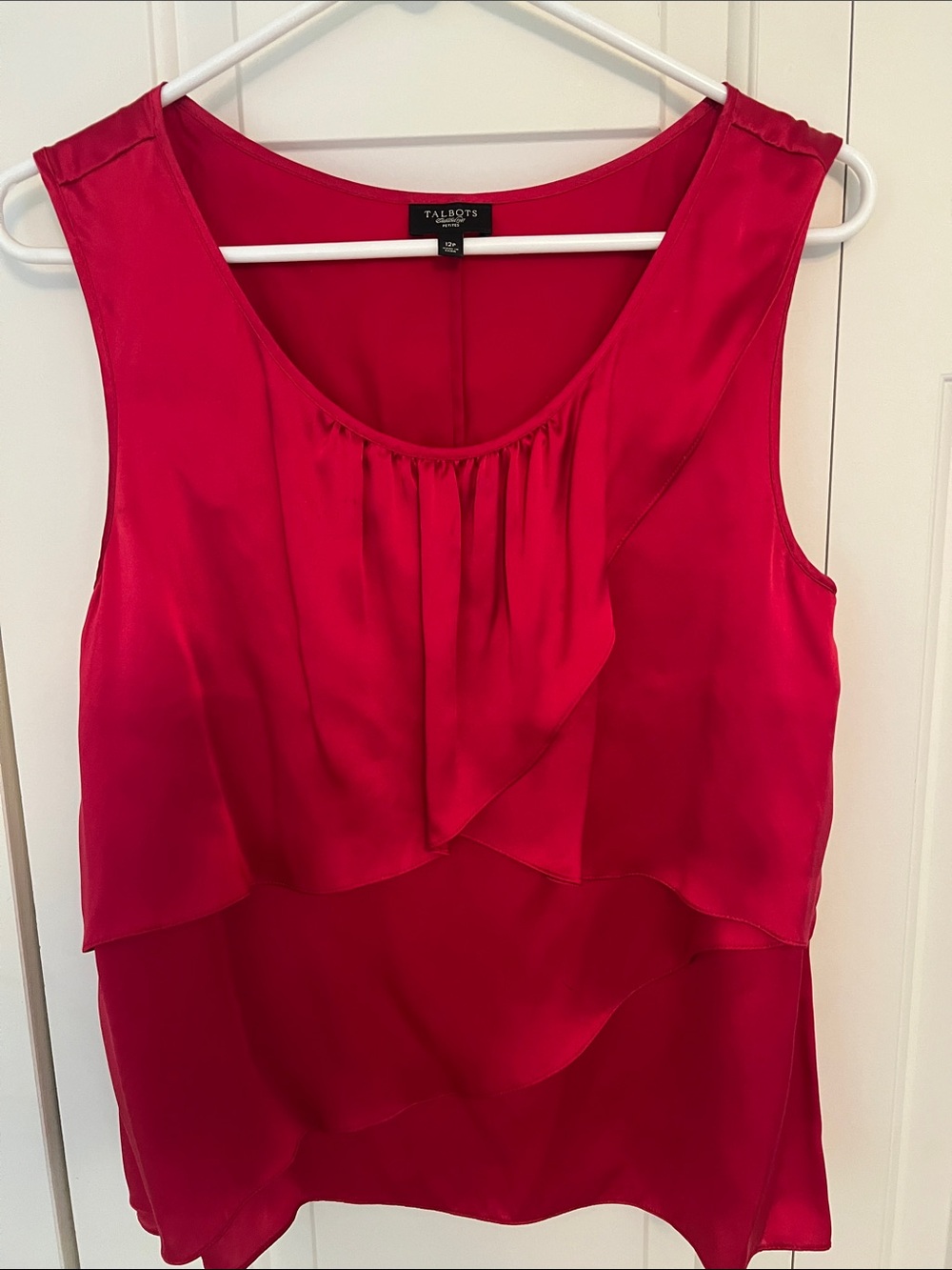 Talbots Red Layered Ruffle Sleeveless Blouse